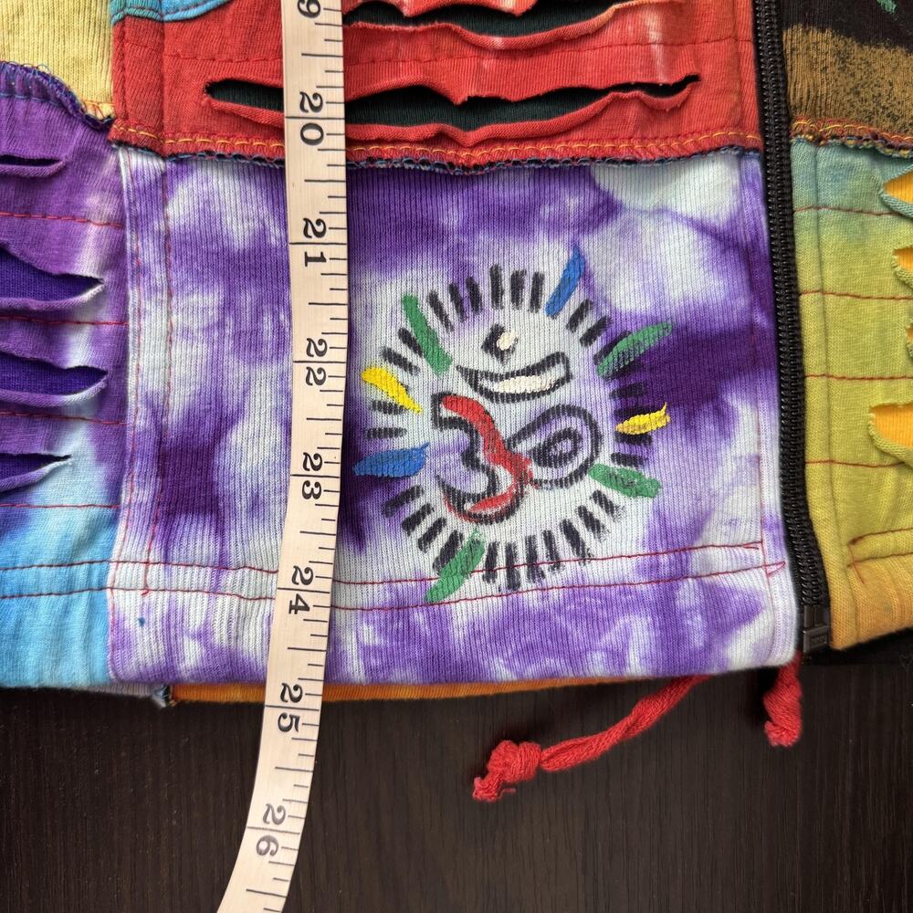 EzHiPPiE Jacket Womens Large Patchwork Boho Hippie Hooded Zip Multicolor Tie Dye - Picture 9 of 10